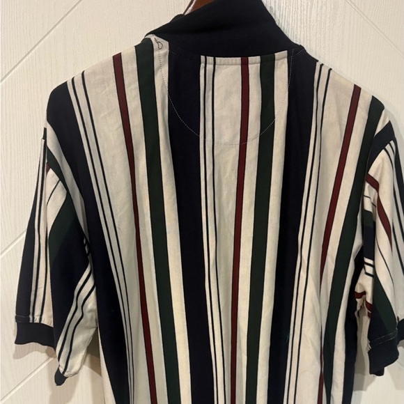 90s Vintage Men's Striped Shirt - Navy, White, Red Polo - Picture 4 of 5